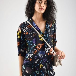 Shinigami's Graffiti Hawaiian Shirt (Oversize Kimono Fit)