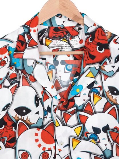 Kitsune Masks Hawaiian Shirt (Oversize Kimono Fit) - Image 2