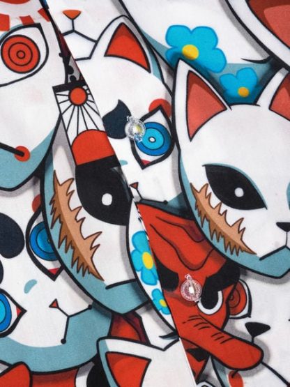 Kitsune Masks Hawaiian Shirt (Oversize Kimono Fit) - Image 3