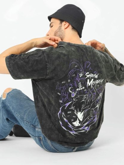 Shadow Monarch (Oversize Tee | Stone Wash: Charcoal)